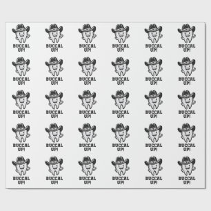 Buccal Up Dental Dentist Cowboy Teeth Funny Wrapping Paper