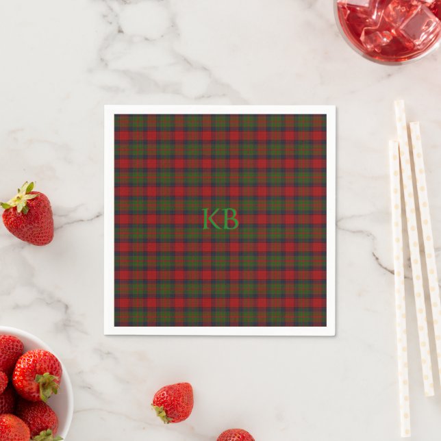 Buccleuch Official Tartan with monogram / initials Napkin (Insitu)