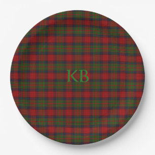 Buccleuch Official Tartan with monogram / initials Paper Plate