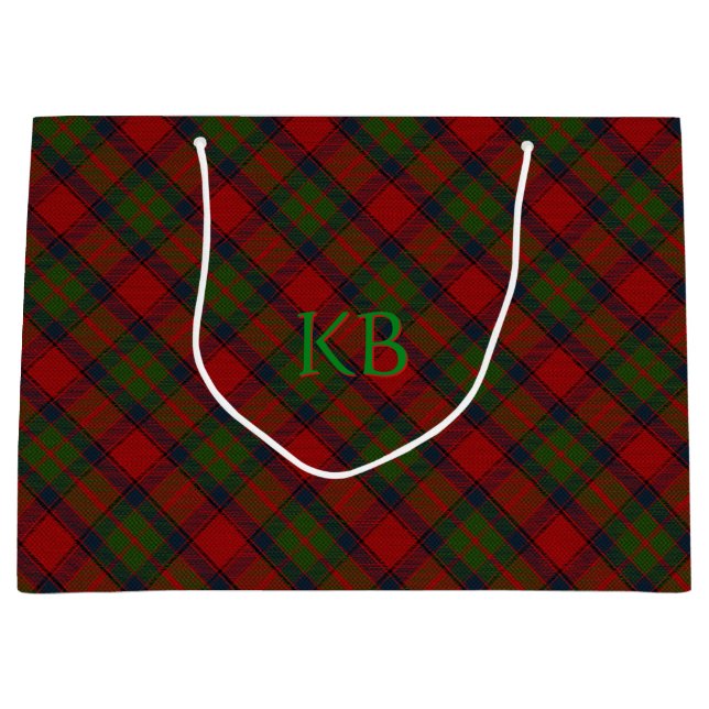 Buccleuch Official Tartan with monogram / name Large Gift Bag (Front)