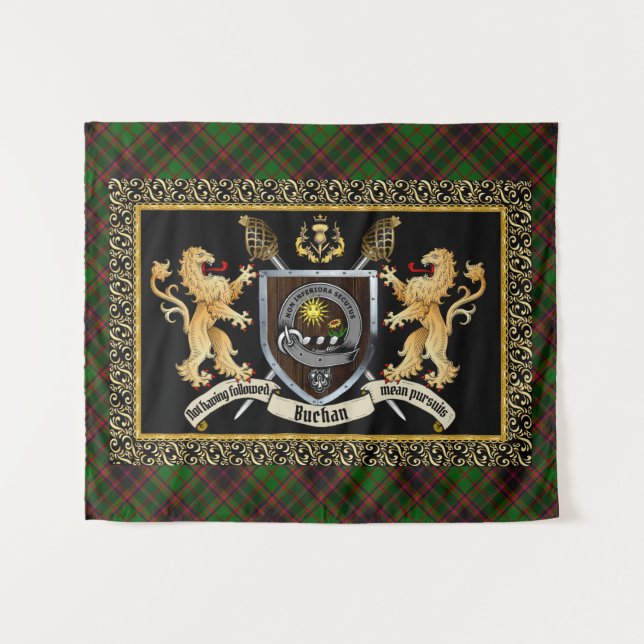 Buchan Clan Badge & Motto w/Lions  Tapestry (Front (Horizontal))