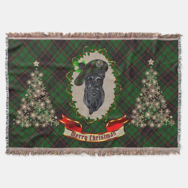 Buchan Scottie Dog Christmas Throw Blanket (Front)