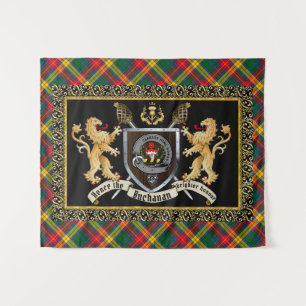 Buchanan Clan Badge & Motto w/Lions  Tapestry