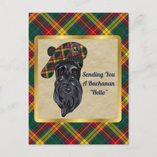 Buchanan Clan Badge & Tartan Postcard (Front)