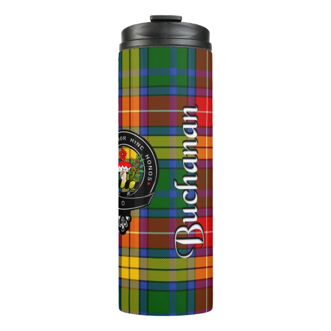 Buchanan Clan Badge & Tartan Thermal Tumbler (Front)