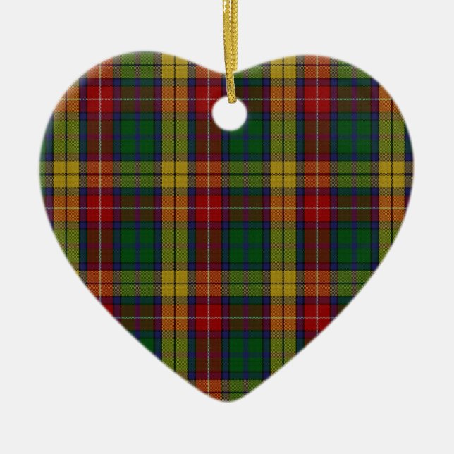 Buchanan Clan Family Tartan Ceramic Tree Decoration (Front)