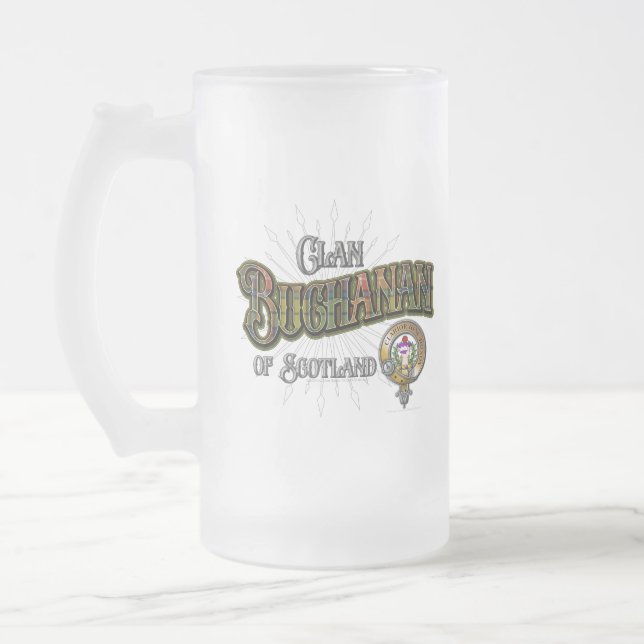 Buchanan Clan Frosted Glass Beer Mug (Left)
