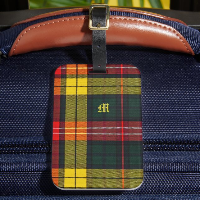 Buchanan Clan Plaid Scottish Pattern Monogram Luggage Tag (Front Insitu 2)