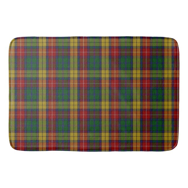 Buchanan Clan Tartan Plaid Pattern Bath Mat (Front)