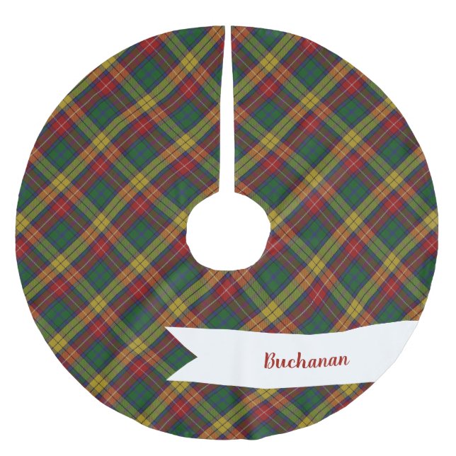Buchanan Clan Tartan Plaid Pattern Brushed Polyester Tree Skirt (Front)