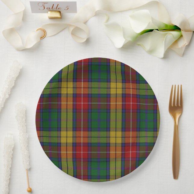 Buchanan Clan Tartan Plaid Pattern Paper Plate (Wedding)