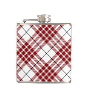 Buchanan clan tartan red white plaid hip flask