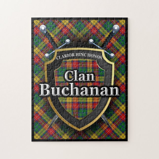 Buchanan Clan Tartan Swords and Shield Jigsaw Puzzle (Vertical)