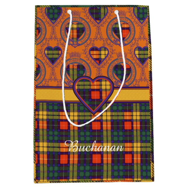 Buchanan Family clan Plaid Scottish kilt tartan Medium Gift Bag (Front)