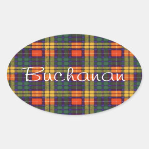 Buchanan Family clan Plaid Scottish kilt tartan Oval Sticker
