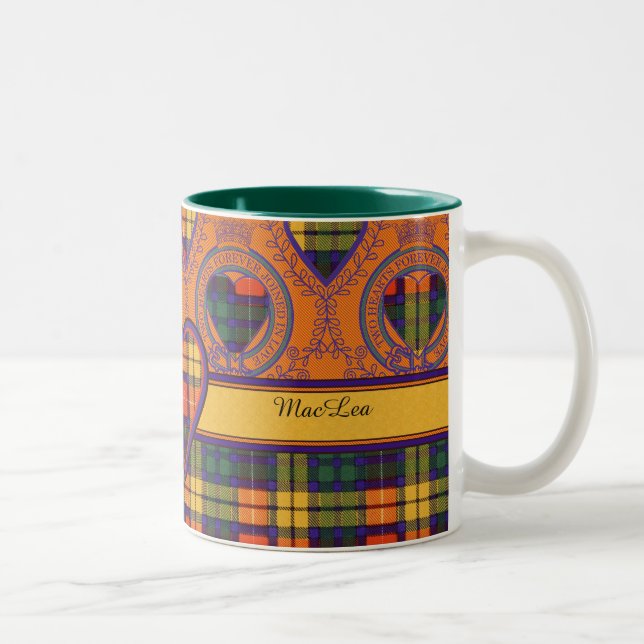 Buchanan Family clan Plaid Scottish kilt tartan Two-Tone Coffee Mug (Right)