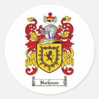 BUCHANAN FAMILY CREST -  BUCHANAN COAT OF ARMS CLASSIC ROUND STICKER