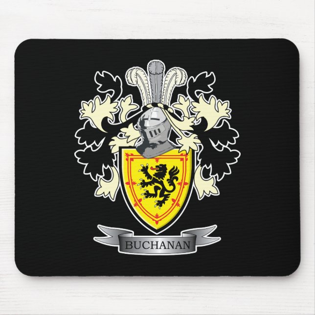 Buchanan Family Crest Coat of Arms Mouse Mat (Front)