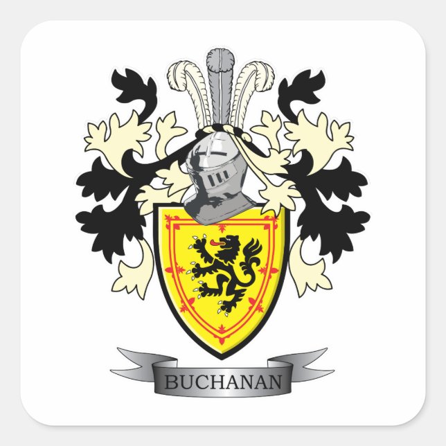 Buchanan Family Crest Coat of Arms Square Sticker (Front)