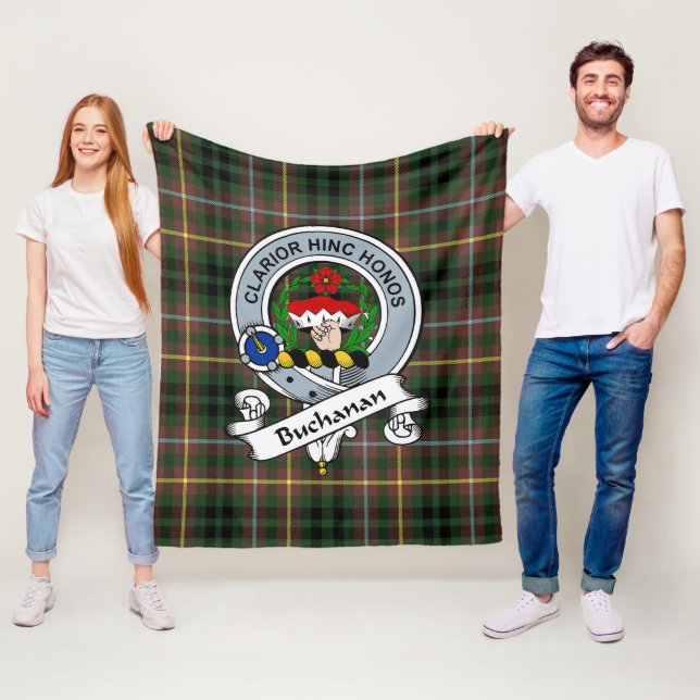 Buchanan Hunting Clan Badge Tartan Plaid Fleece Blanket (In Situ)
