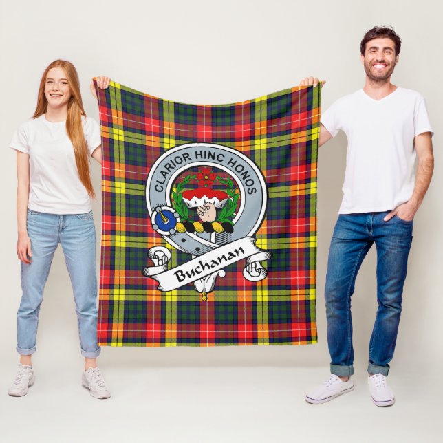 Buchanan Modern Clan Badge Tartan Plaid Fleece Blanket (In Situ)