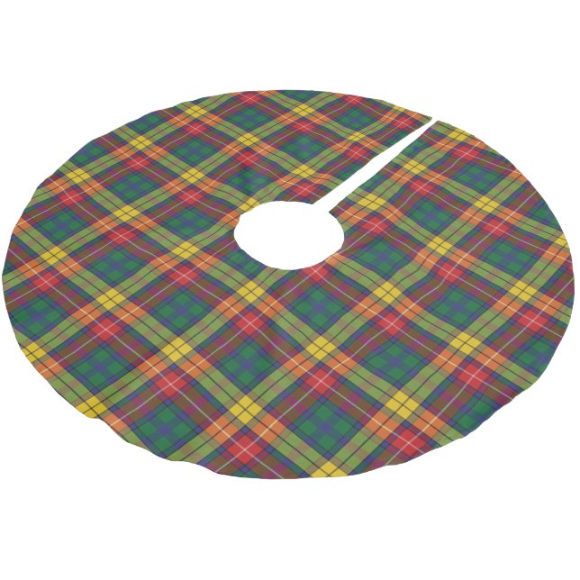 Buchanan Plaid Tartan Pattern Brushed Polyester Tree Skirt (Angled)