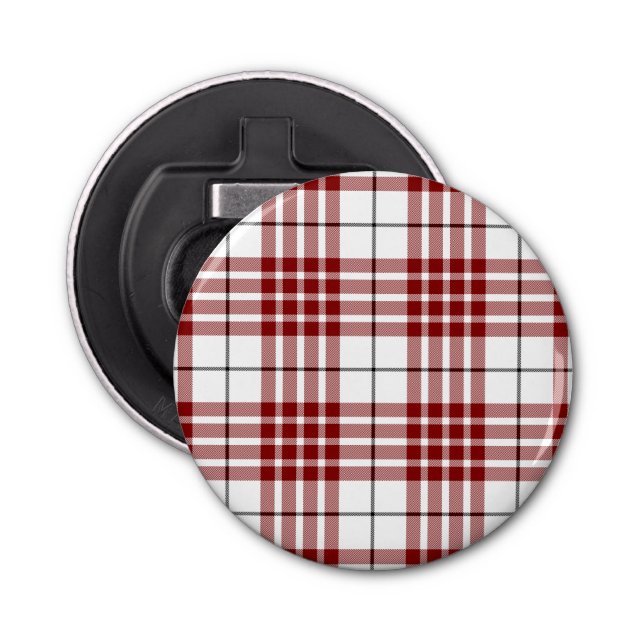 Buchanan tartan red white plaid bottle opener (Front)