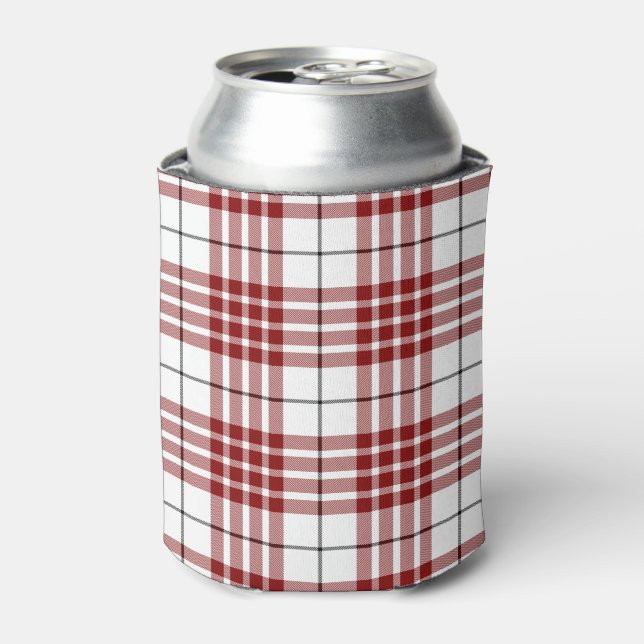 Buchanan tartan red white plaid can cooler (Can Front)