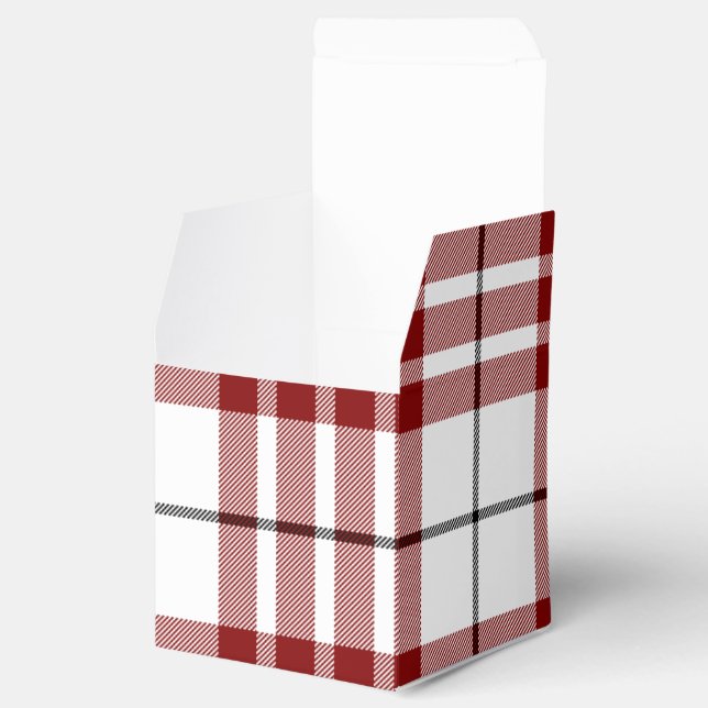 Buchanan tartan red white plaid favour box (Opened)