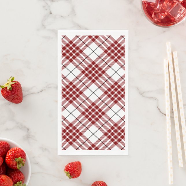 Buchanan tartan red white plaid napkin (Insitu)