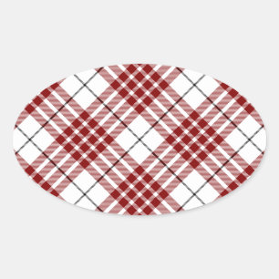 Buchanan tartan red white plaid oval sticker