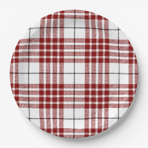 Buchanan tartan red white plaid paper plate