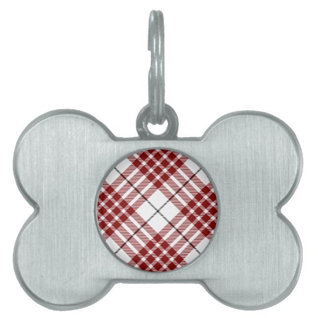 Buchanan tartan red white plaid pet ID tag (Front)