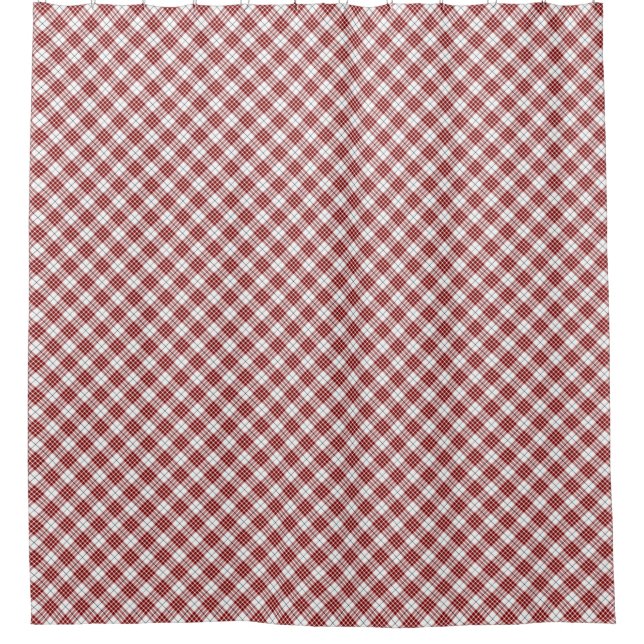 Buchanan tartan red white plaid shower curtain (Front)