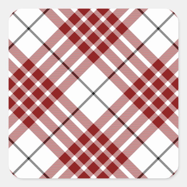 Buchanan tartan red white plaid square sticker (Front)