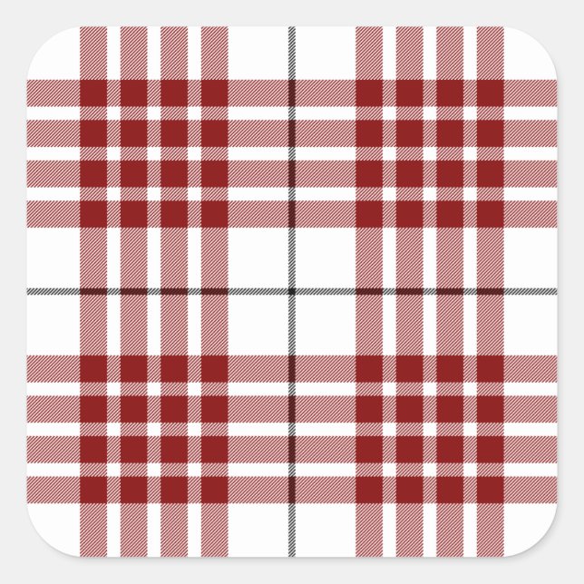 Buchanan tartan red white plaid square sticker (Front)