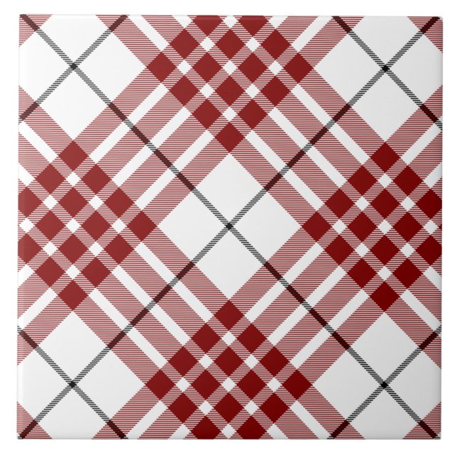 Buchanan tartan red white plaid tile (Front)