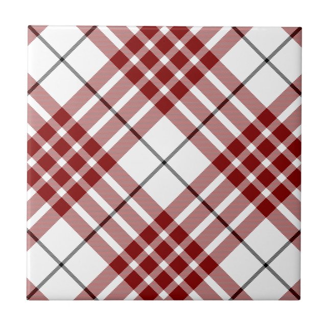 Buchanan tartan red white plaid tile (Front)