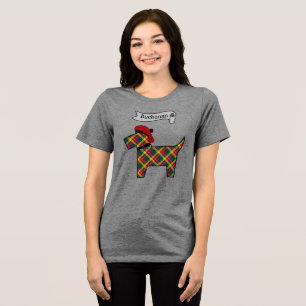 Buchanan Tartan Scottie Dog Personalised Tri-Blend Shirt