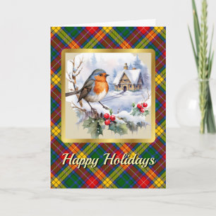 Buchanan Tartan w/Robin Personalised Xmas Card