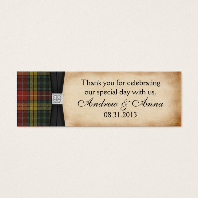 Buchanan Weathered Tartan Wedding Thank You Favour (Front)