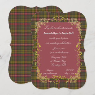 Buchanan Weathered Tartan With Gold Frame Invitation