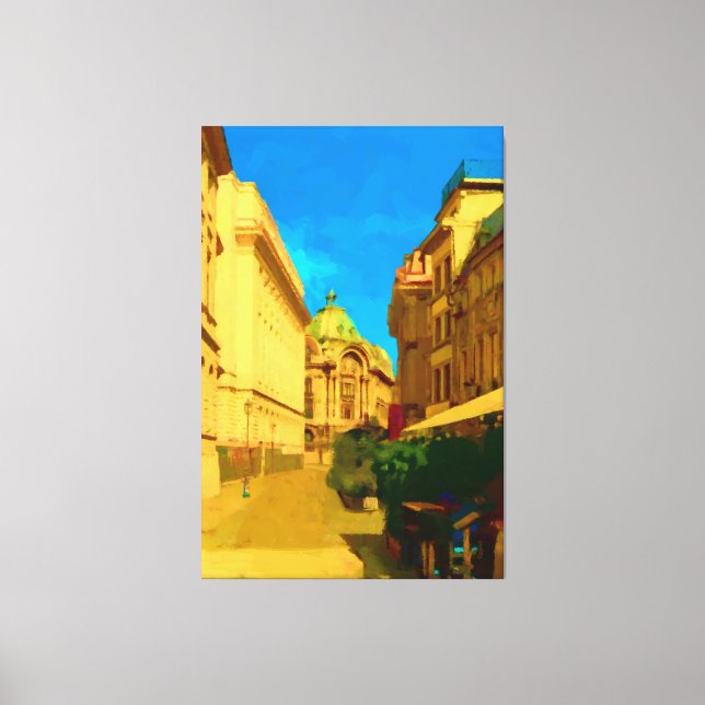 Bucharest City Digital Painting Canvas Print (Front)