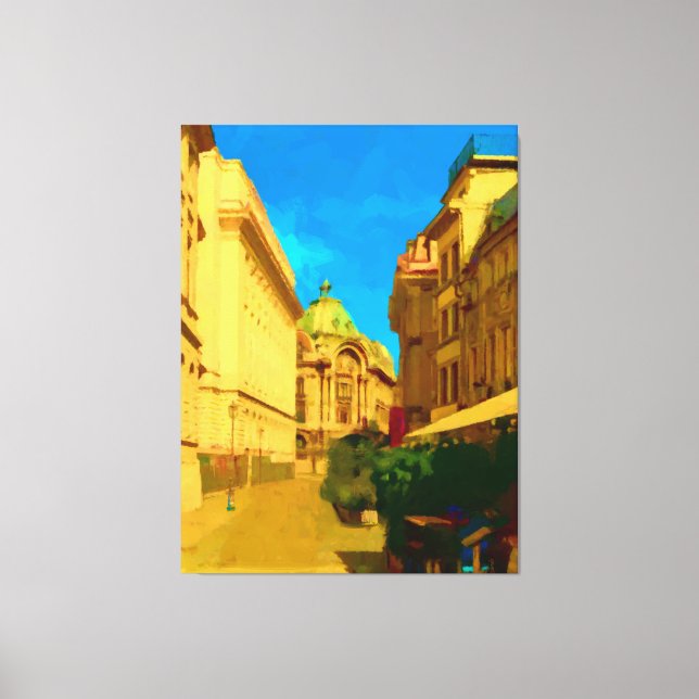 Bucharest City Digital Painting Canvas Print (Front)