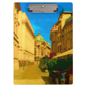 Bucharest City Digital Painting Clipboard