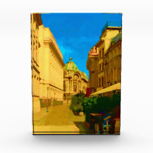 Bucharest City Digital Painting Photo Block