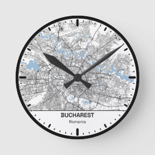Bucharest Clock City Line Art