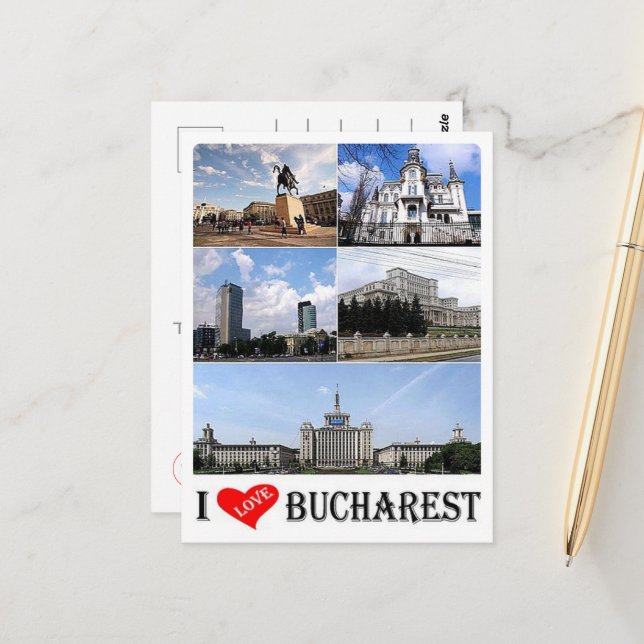 Bucharest - I Love - Romania - Postcard (Front/Back In Situ)