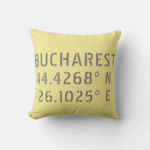 Bucharest Latitude Longitude Cushion