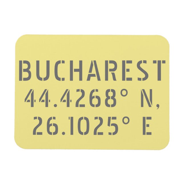 Bucharest Latitude Longitude Magnet (Horizontal)
